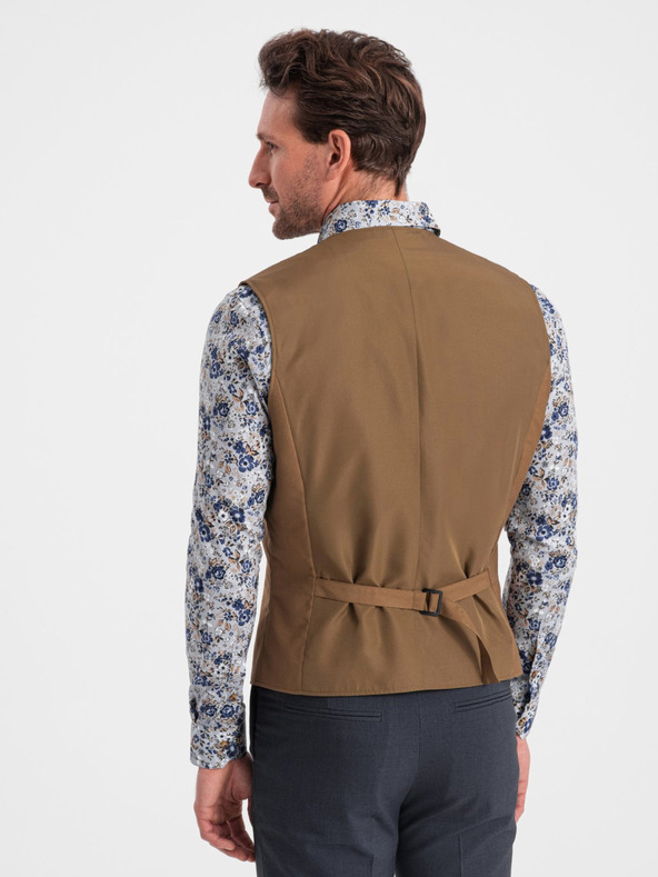 Ombre Clothing Кафява мъжка жилетка за костюм Ombre Clothing