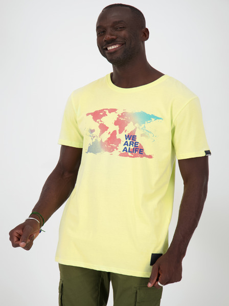 Alife and Kickin Жълта мъжка тениска с щампа Alife and Kickin