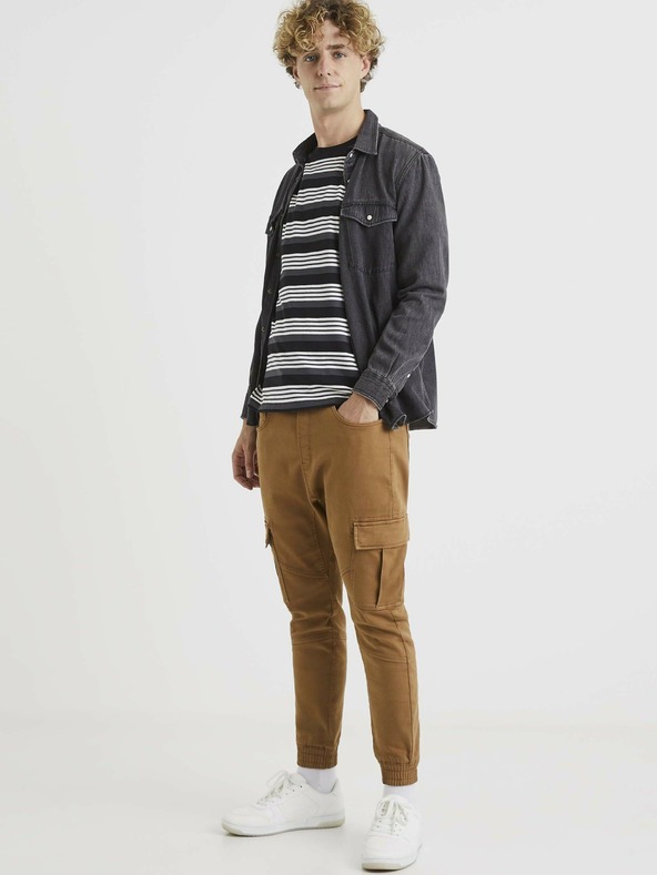 Celio Черна раирана основна риза Celio Veband