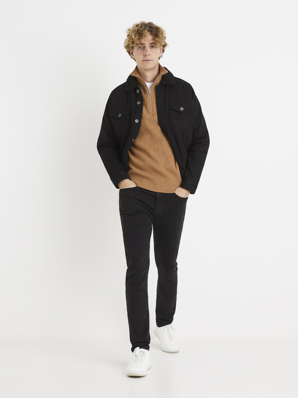 Celio Бежов мъжки пуловер със стояща яка Celio