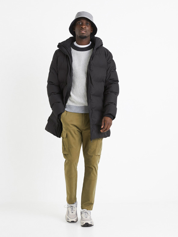 Celio Сив мъжки оребрен пуловер от вълнена смес Celio Veriblock