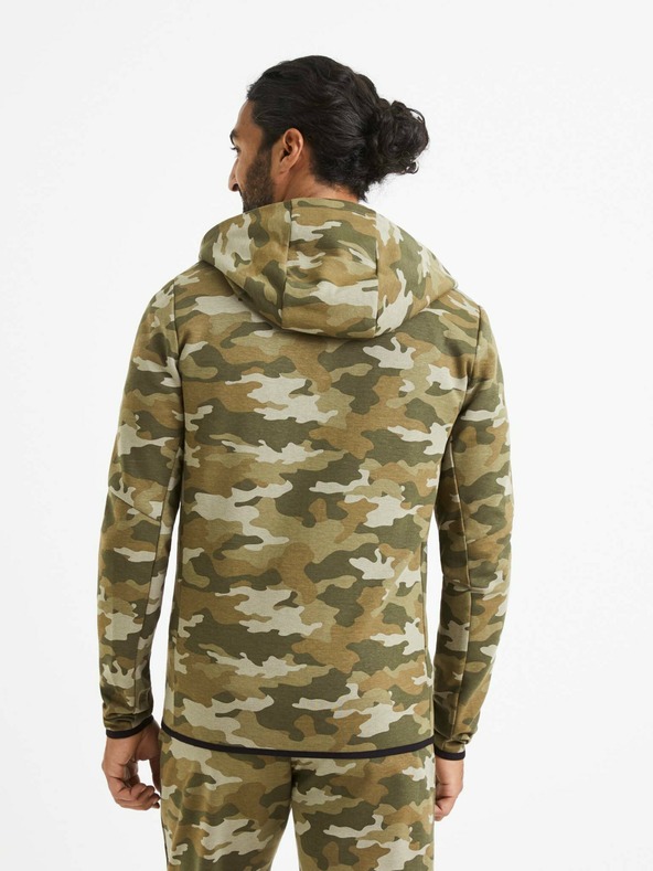 Celio Бежово-зелена мъжка камуфлажна качулка Celio Veyoke
