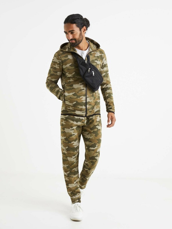 Celio Бежово-зелена мъжка камуфлажна качулка Celio Veyoke