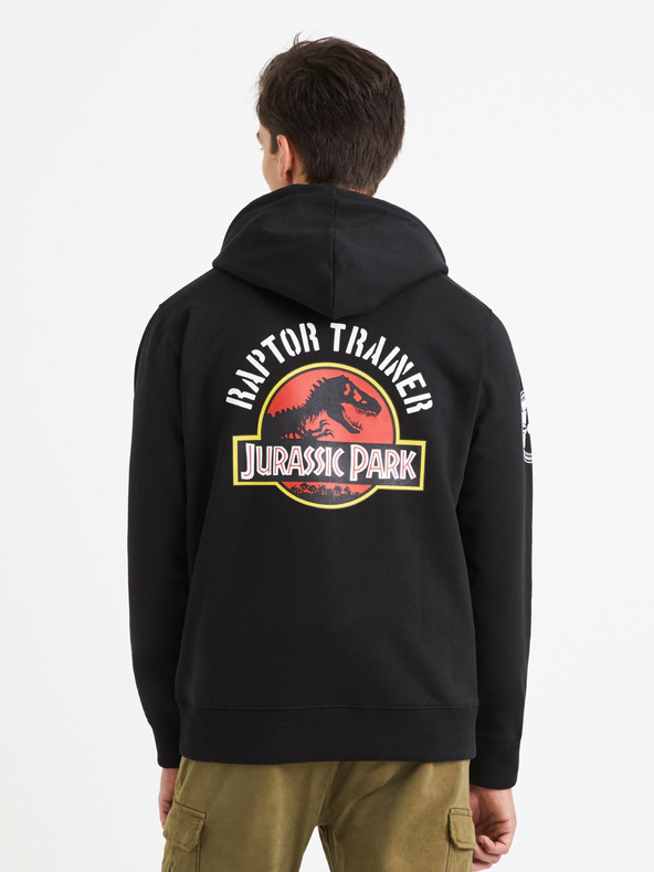 Celio Черна мъжка блуза с качулка Celio Jurassic Park