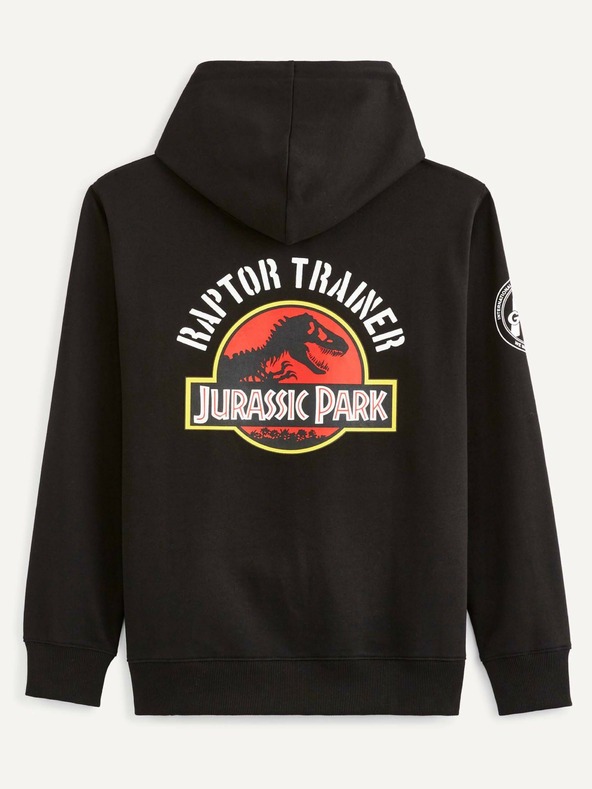 Celio Черна мъжка блуза с качулка Celio Jurassic Park