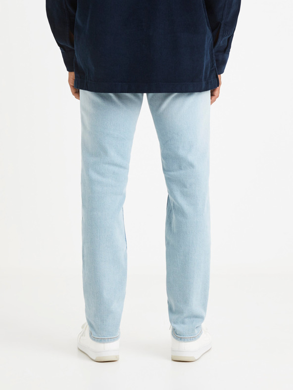 Celio Светлосини мъжки дънки с права кройка и скъсан ефект Celio Vomarble