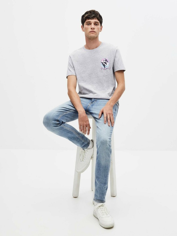 Celio Светлосива мъжка тениска с щампа Celio Street Fighter