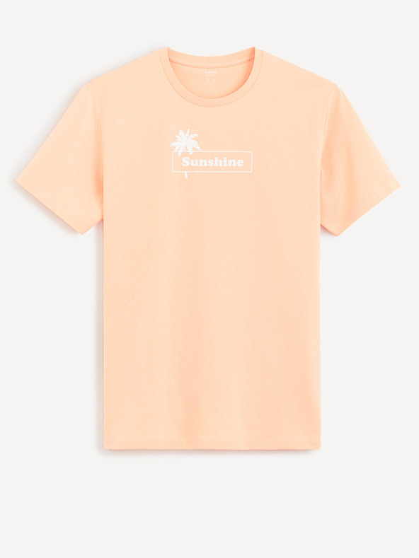 Celio Светлооранжева памучна тениска Celio Cecarto Sunshine