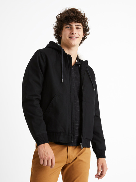 Celio Черно мъжко яке Celio Cuhoodie
