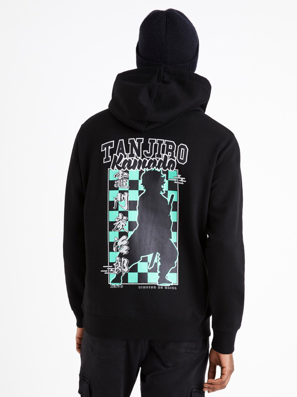 Celio Черен мъжки суитшърт с щампа Celio Demon Slayer