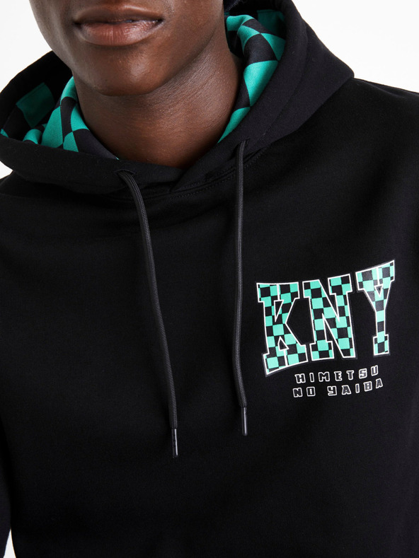 Celio Черен мъжки суитшърт с щампа Celio Demon Slayer