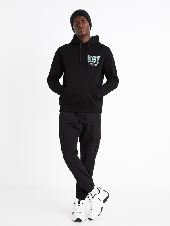 Celio Черен мъжки суитшърт с щампа Celio Demon Slayer