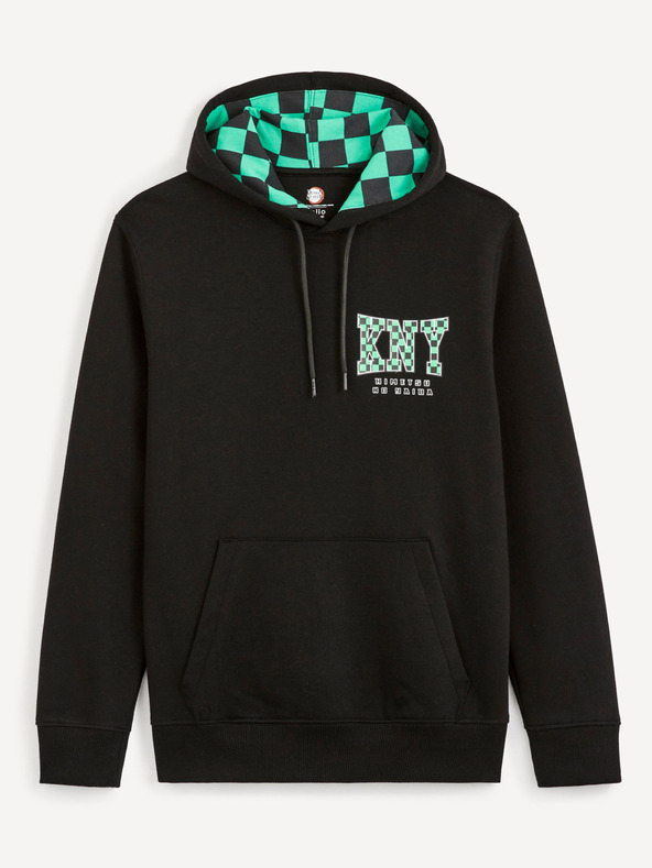 Celio Черен мъжки суитшърт с щампа Celio Demon Slayer