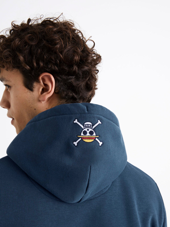 Celio Синя мъжка едноцветна качулка Celio