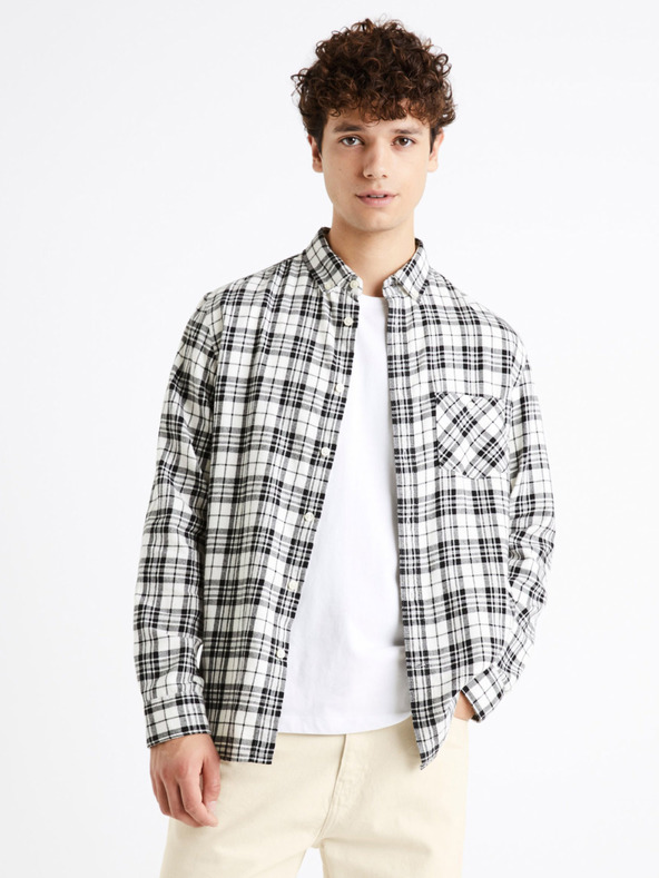 Celio Черна карирана фланелена риза Celio Canewto