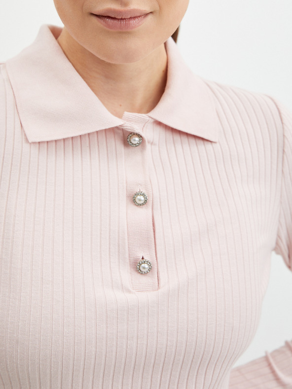 Orsay Дамска рипсена поло тениска в цвят кайсия ORSAY