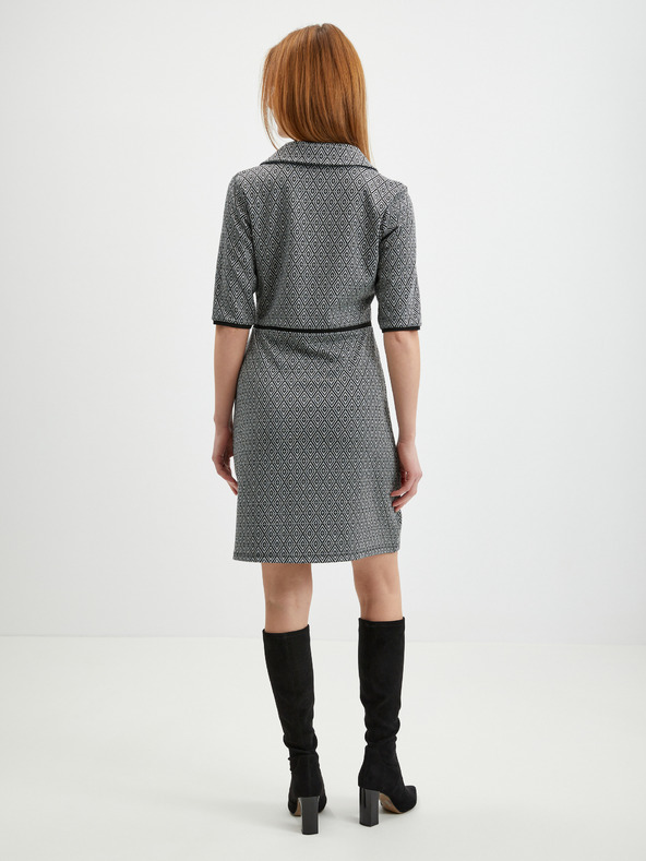 Orsay Черна дамска рокля-пуловер с десен ORSAY