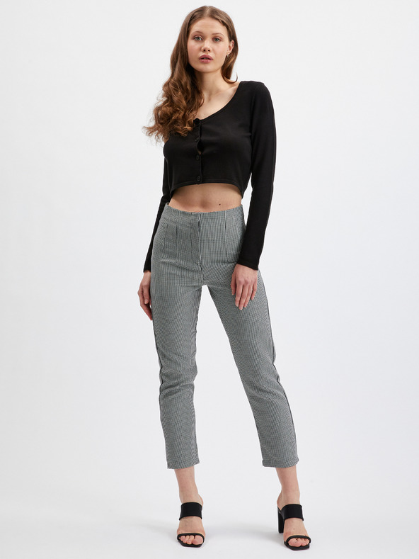 Orsay Черен дамски панталон с десен ORSAY