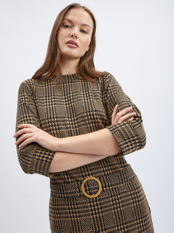 Orsay Кафява дамска рокля с десен ORSAY