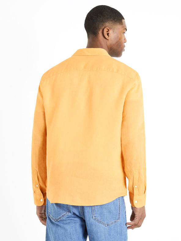 Celio Оранжева мъжка ленена риза Celio Daflix