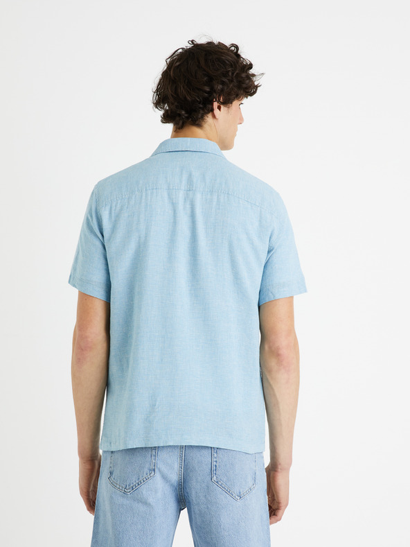Celio Светлосиня мъжка ленена риза Celio Fatext