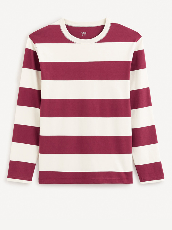 Celio Мъжка риза на райета в цвят бордо Celio Fecond