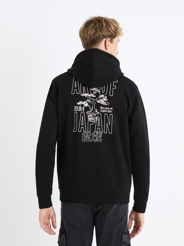 Celio Черен мъжки пуловер с качулка Celio Fejabowl