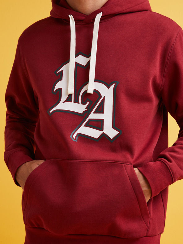 Celio Червен мъжки суитшърт s качулка Celio Fecago