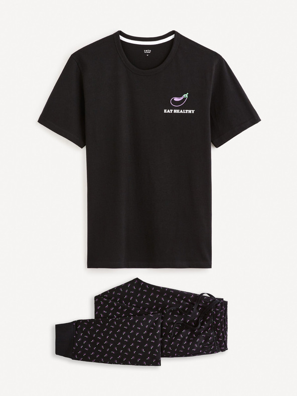 Celio Черна мъжка пижама на шарки Celio Fipyauber