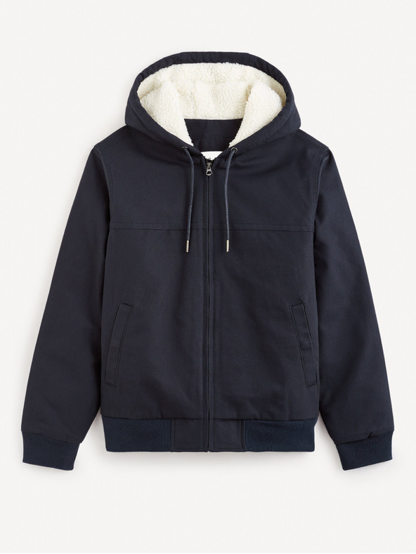 Celio Тъмносиньо мъжко яке от изкуствена кожа Celio Fuhoodie