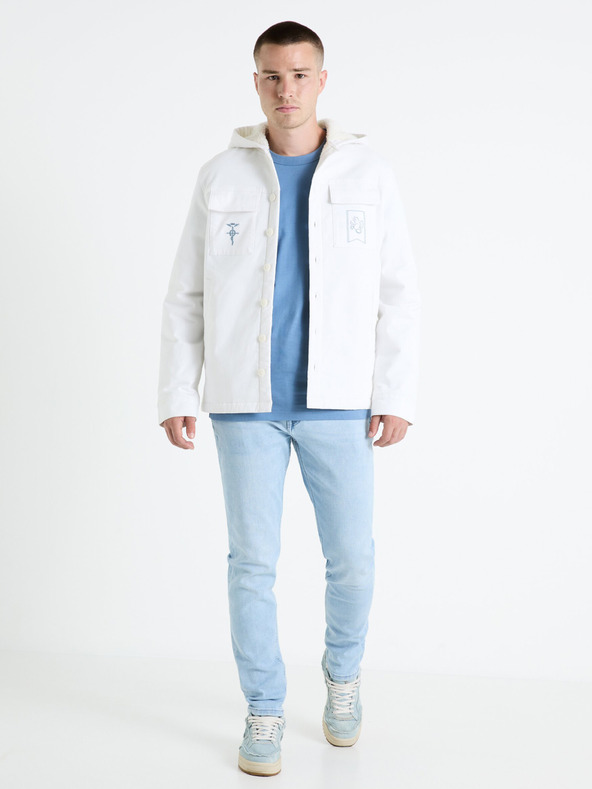 Celio Бяло мъжко зимно яке с изкуствена кожа Celio Fullmetal Alchemist