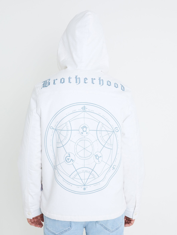 Celio Бяло мъжко зимно яке с изкуствена кожа Celio Fullmetal Alchemist