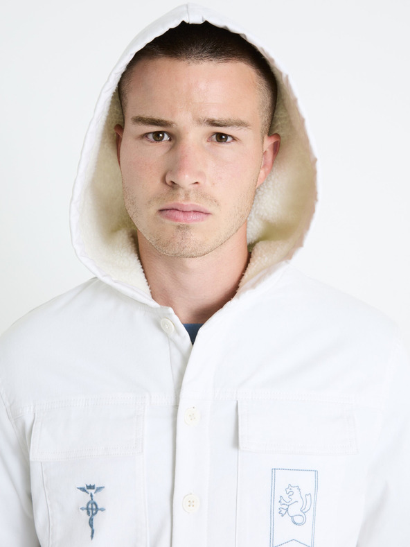 Celio Бяло мъжко зимно яке с изкуствена кожа Celio Fullmetal Alchemist