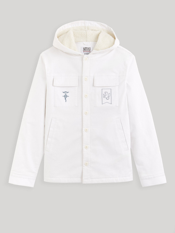 Celio Бяло мъжко зимно яке с изкуствена кожа Celio Fullmetal Alchemist