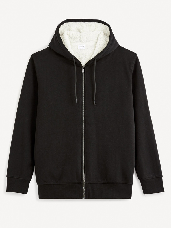 Celio Черна мъжки суитшърт с  качулка и цип Celio Fesherpax