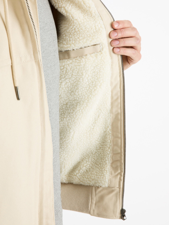 Celio Кремаво мъжко яке от изкуствена кожа Celio Fuhoodie