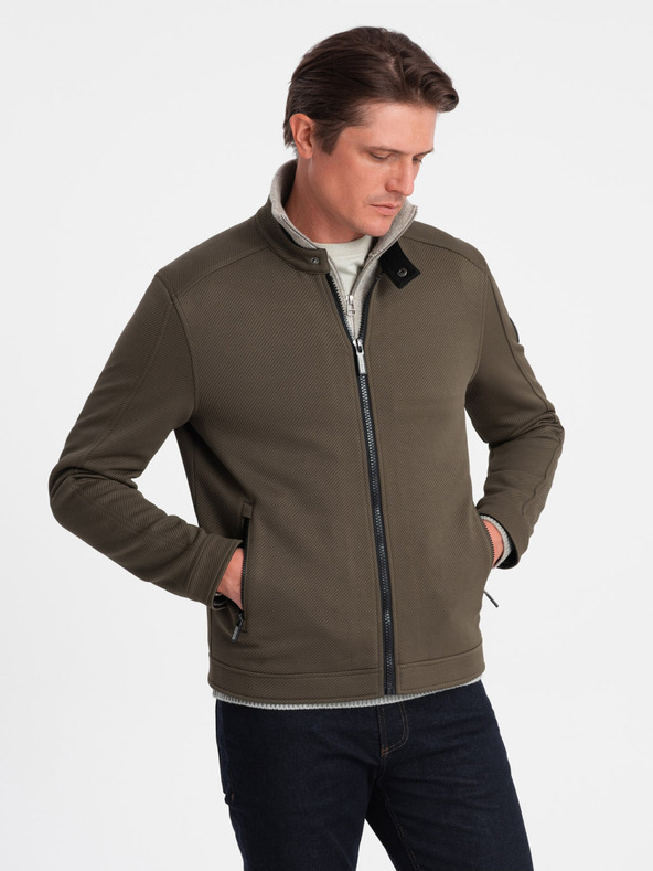 Ombre Clothing Мъжко олекотено яке Ombre Clothing BIKER в цвят каки