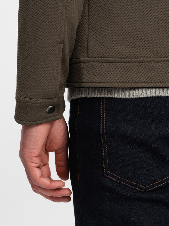 Ombre Clothing Мъжко олекотено яке Ombre Clothing BIKER в цвят каки