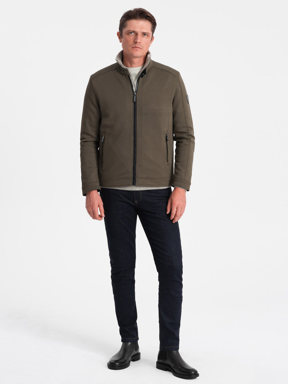 Ombre Clothing Мъжко олекотено яке Ombre Clothing BIKER в цвят каки