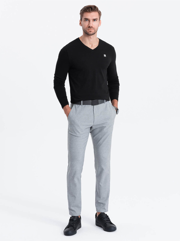 Ombre Clothing Черна мъжка тениска с V-образно деколте Ombre Clothing