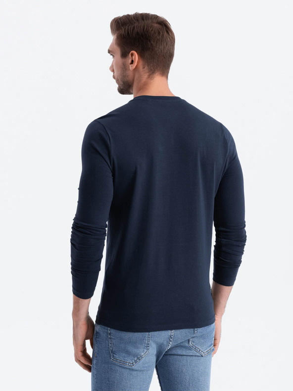 Ombre Clothing Тъмно синя мъжка тениска с V-образно деколте Ombre Clothing