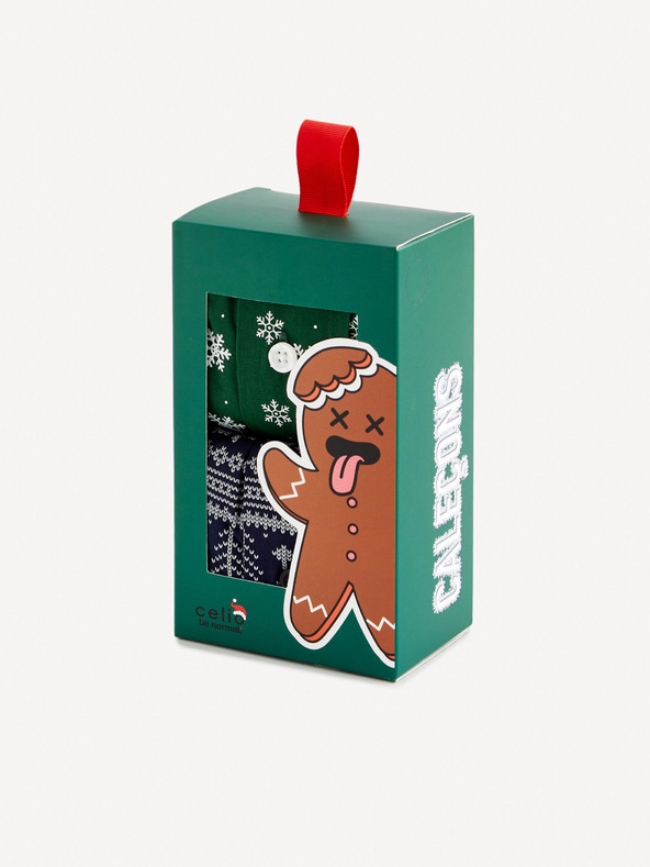 Celio Комплект от два цветни мъжки коледни панталона в подаръчен пакет Celio