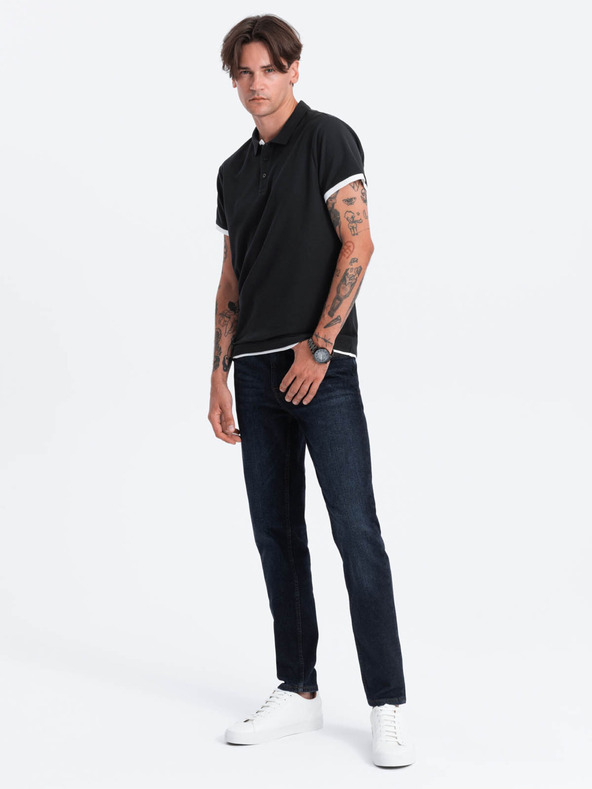 Ombre Clothing Черна мъжка поло риза Омбре Облекло