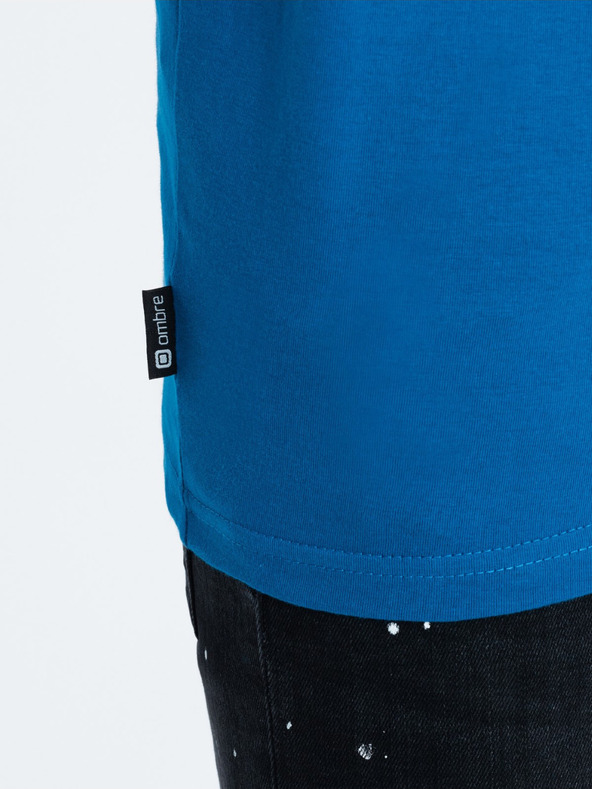 Ombre Clothing Синя мъжка риза с копчета Ombre Clothing HENLEY