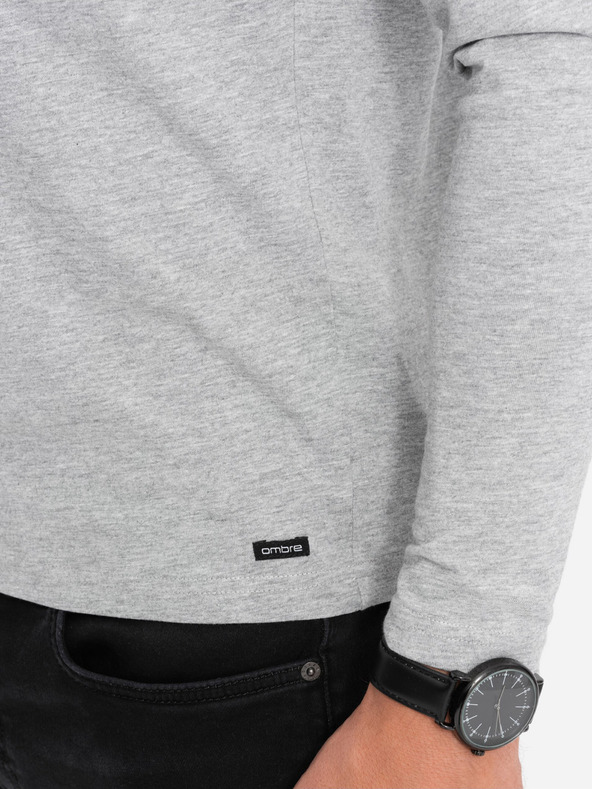 Ombre Clothing Сива мъжка риза с копчета Ombre Clothing HENLEY