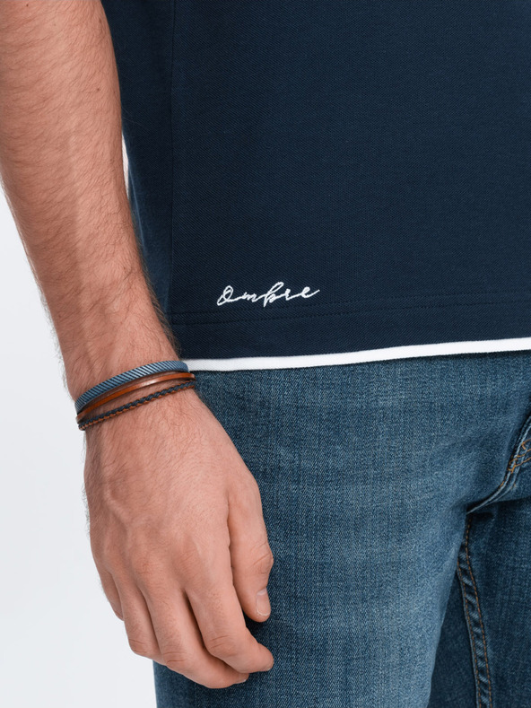 Ombre Clothing Тъмносиня мъжка поло риза Ombre Clothing