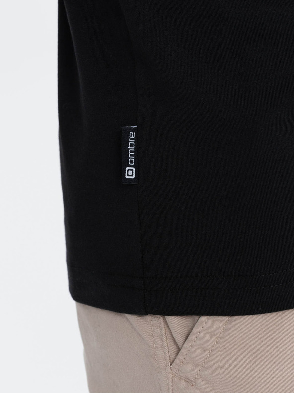 Ombre Clothing Черна мъжка риза с копчета Ombre Clothing HENLEY