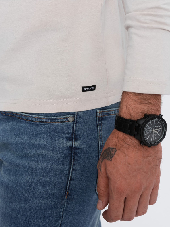 Ombre Clothing Светлосива мъжка риза с копчета Ombre Clothing HENLEY