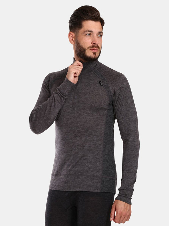 Kilpi Тъмно сива мъжка термална риза от мериносова вълна Kilpi JAGER-M