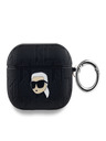 Karl Lagerfeld Карл Лагерфелд PU релефен калъф с глава на Карл за AirPods Pro Black